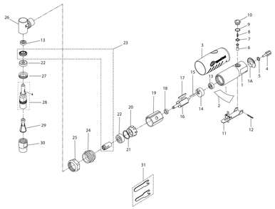 Page A Diagram and Parts List for 3101G  Ingersoll Rand Grinder